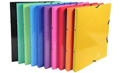 EXACOMPTA  Classeur &agrave; &eacute;lastiques 4 anneaux 15mm Iderama - A4 - Couleurs assorties - Lot de 20