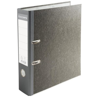 EXACOMPTA  Classeur &agrave; Levier ""Prem'Touch"" A4 Papier Marbre Gris dos 80mm