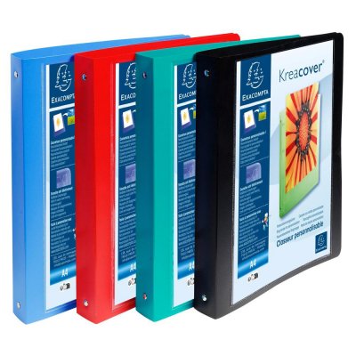 EXACOMPTA  Classeur Personnalisable Kreacover Polypropyl&egrave;ne 4 Anneaux 30mm A4+,Coloris Assortis