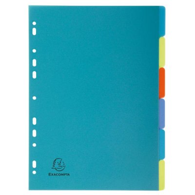 EXACOMPTA   intercalaires en plastique, uni, a4, 6 touches noir