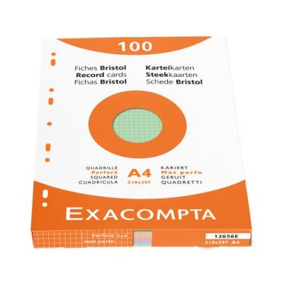 EXACOMPTA  Fiches bristol, A4, quadrill&eacute;, assorti