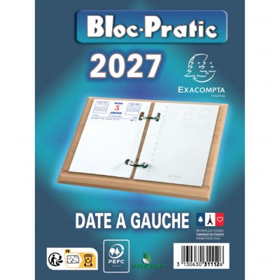 EXACOMPTA  Lot de 12 Bloc-pratics &eacute;ph&eacute;m&eacute;ride 120 x 82 mm date &agrave; gauche