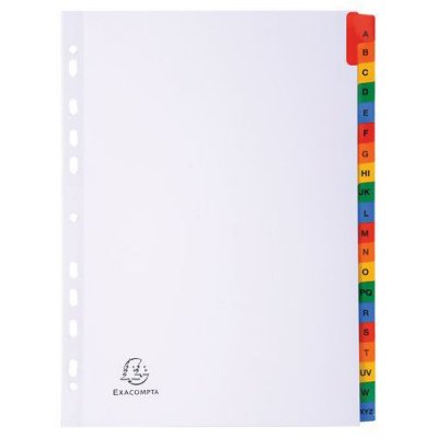 EXACOMPTA  Lot de 20 intercalaires en carton A-Z Blanc Format A4