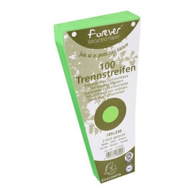 EXACOMPTA  Paquet De 100 Intercalaires Trap&egrave;ze Vert . Perforation 2 Trous