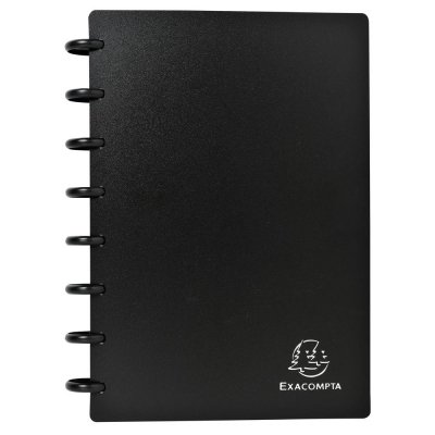 EXACOMPTA  Porte-cartes de visite &agrave; anneaux et pochettes d&eacute;taclables A5 - Noir - Lot de 5