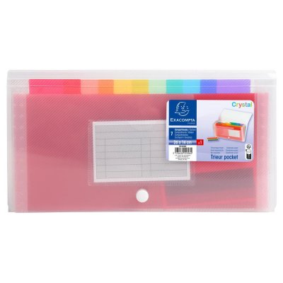 EXACOMPTA  Trieur Pocket 14x26cm Polypropyl&egrave;ne Chrystal 7 Compartiments