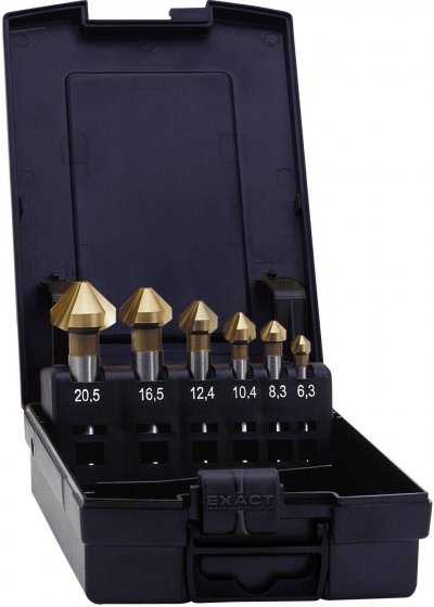 EXACT   DIN 335 C Fraise conique en acier HSS TIN 90&deg;, 6,3 - 20,5 mm, 6 pcs. ( 05567 )