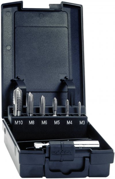 KAYSER Exact Jeu de tarauds M3-M10 + adaptateur tige 1/4"" HSS DIN 3126
