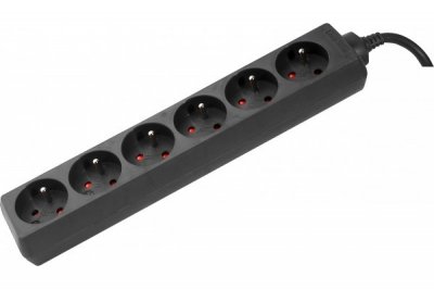 DEXLAN Exc 808548&nbsp;6&nbsp;Way Power Strip&nbsp;&ndash;&nbsp;Noir