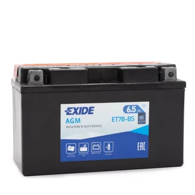 EXIDE  - Batterie moto ET7B-BS YT7B-BS 12v 7ah 85A