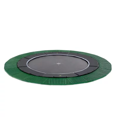 EXIT TOYS Exit Dynamic Trampoline Enterr&eacute; Au Niveau Du Sol &Oslash;427cm Avec Dalles De S&eacute;curit&eacute; Freezone - Noir