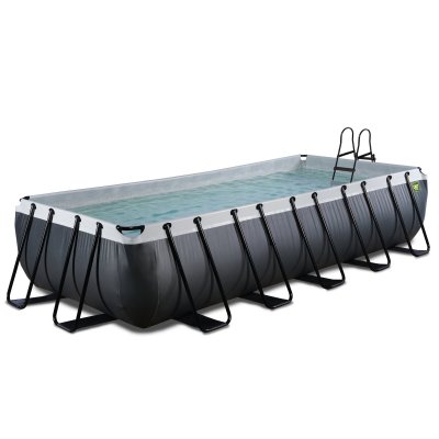 EXIT TOYS EXIT Piscine tubulaire cuir noir pompe &agrave; filtre &agrave; sable noir 5,4x2,5x1 m