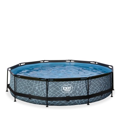 EXIT TOYS EXIT Piscine tubulaire ronde Stone pompe &agrave; filtre &oslash;3,6x0,76 m gris