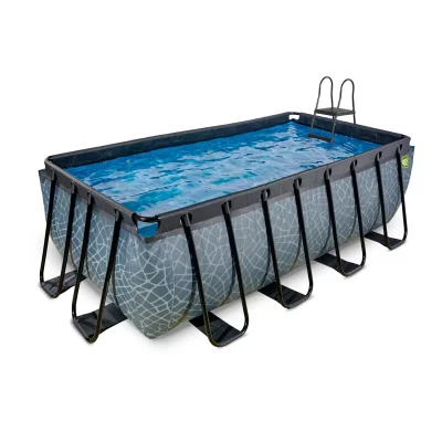 EXIT TOYS  - EXIT Stone zwembad 400x200x122cm met filterpomp - grijs