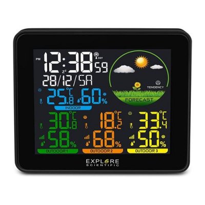 EXPLORE SCIENTIFIC  station m&eacute;t&eacute;o couleur multi-capteurs (3), noire