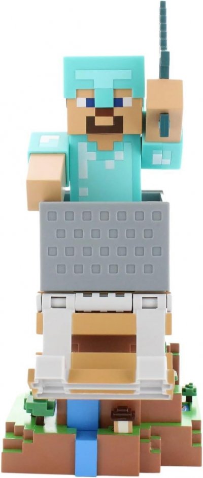 EXQUISITE GAMING  Figurine Minecraft Steve support manette et t&eacute;l&eacute;phone
