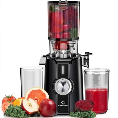 LINKCHEF Extracteur de jus  SJ-051-EU-BL 200W &agrave; froid double plateau 1,2L noir