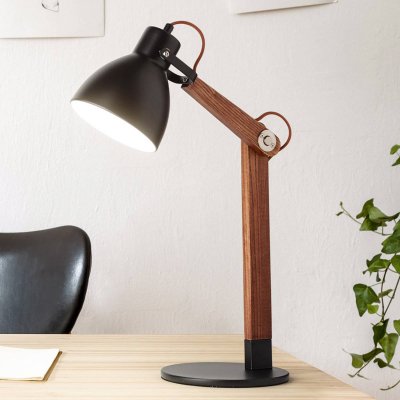 FABAS LUCE  Sveva Lampe de travail de bureau noir / verre noyer, E27