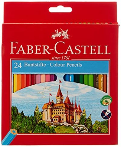 FABER-CASTELL  111224 Castle Hexagonal Lot de 24 crayons de couleur