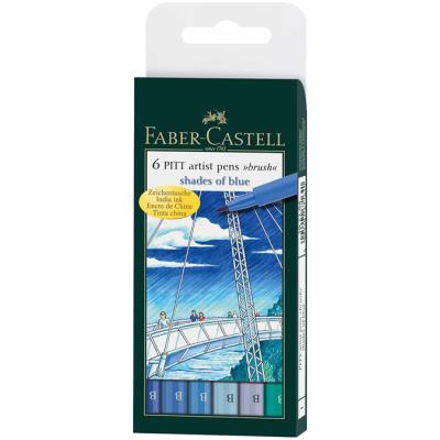 FABER CASTELL FABER-CASTELL Etui 6 Feutres Pitt Nuances de Bleu