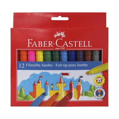 FABER CASTELL FABER-CASTELL Etui de 12 Feutres scolaires Ch&acirc;teau Jumbo - Coloris assortis