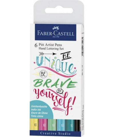 MANUTAN FABER-CASTELL Feutre PITT artist pen, &eacute;tui de 6 - Lot de 2
