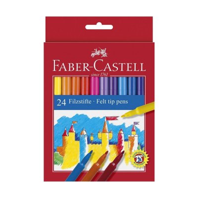 FABER CASTELL  Feutres Scolaire Pointe Robuste Capuchon Ventile Lavable &Eacute;tui de 24 feutres