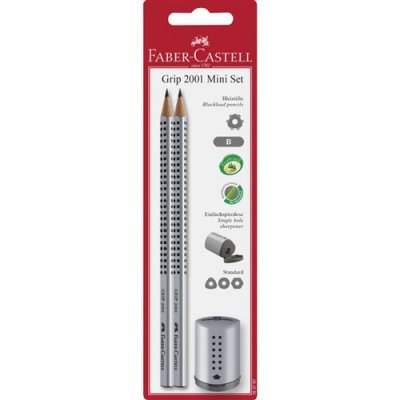  Faber-Castell Kit De 2 Crayons Grip 2001 + 1 Taille-Crayon Grip Mini Silver