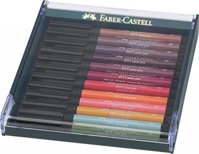 FABER CASTELL Faber-Castell Pitt Artist Pen 267422 Lot de 12 feutres, couleurs terre