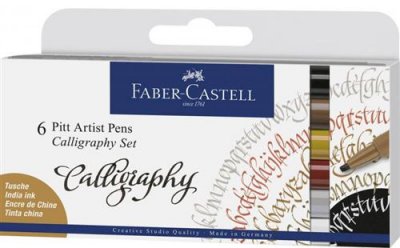 FABER CASTELL Faber-Castell Pitt Artist Pen Calligraphie India Ink, 6 Pc.