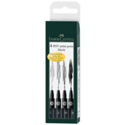 FABER CASTELL FABER-CASTELL PITT artist pen, noir, &eacute;tui de 4 (M,F,S,XS)