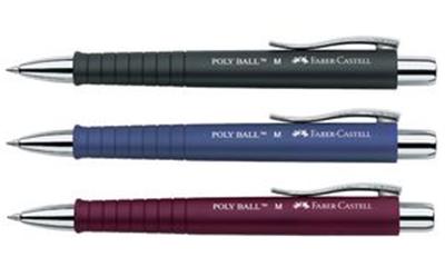 MANUTAN FABER-CASTELL Stylo &agrave; bille r&eacute;tractable POLY BALL, noir - Lot de 4