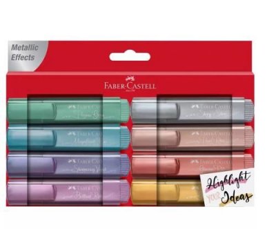 FABER-CASTELL  Surligneur TEXTLINER 1546 Metallic, &eacute;tui de 8 - Lot de 2