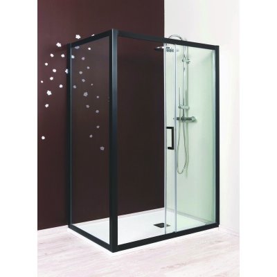 ONDEE Fa&ccedil;ade de douche NAPA - Retour Fixe - Finition Noir - 90x195cm 