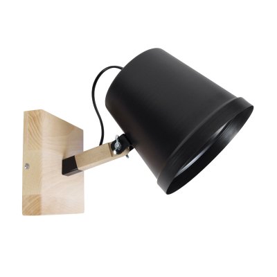 TOSEL Factory applique bois hetre t&ocirc;le acier 20x15x28 cm noir