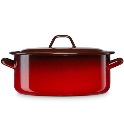 BRIEBE Faitout &agrave; Induction 40cm, Marmite 21L avec Couvercle Acier Emaill&eacute; Tous Feux Ignea Rouge