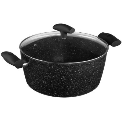 FIVE SIMPLY SMART Faitout + couvercle aluminium forg&eacute; rev&ecirc;tement pierre 28 cm