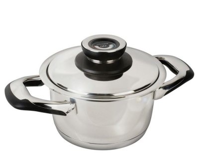 ECOVITAM Faitout en inox, tous feux dont induction, thermom&egrave;tre int&eacute;gr&eacute; - 1,8l - 