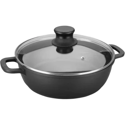 LACOR Faitout fonte avec couvercle en verre 36 cm noir 
