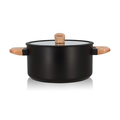 OGO LIVING Faitout Ogo Ector en Aluminium et manche en bois 24 cm Noir