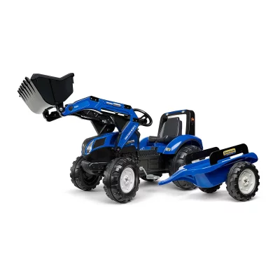 FALK  - Tractopelle enfant New Holland avec remorque 3 &agrave; 7 ans Bleu