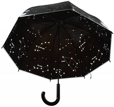 NATURE PRINT Fallen Fruits Esschert Parapluie transparent Motif &eacute;toiles Noir