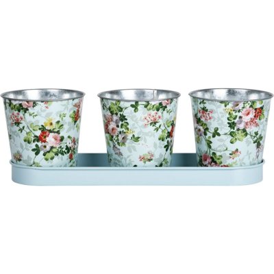 ESSCHERT DESIGN Fallen Fruits Ltd RD49 Lot de 3 Pots sur Plateau Rose
