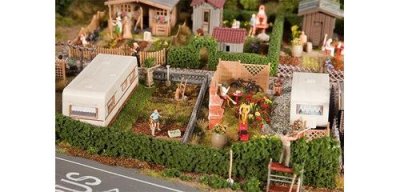 FALLER  2 Jardins d'ouvrier avec caravane-H0 - Trains miniatures : d&eacute;c
