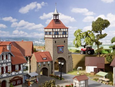 FALLER  Porte de ville avec ch&acirc;telet-H0 - B&acirc;timent pour train miniatur