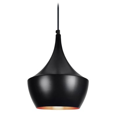 TOSEL FALUN - Suspension conique m&eacute;tal noir et cuivre
