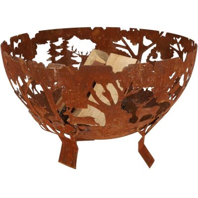 ESSCHERT DESIGN FANCY FLAMES Brasero demi-rond en m&eacute;tal