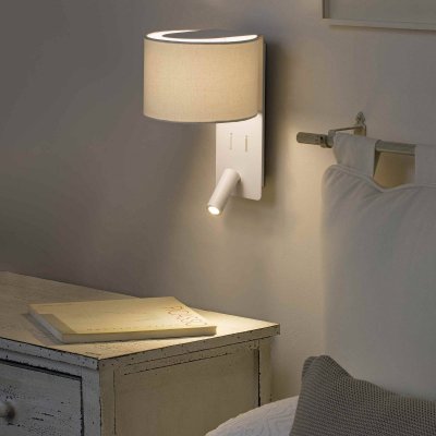 FARO BARCELONA  Applique Fold avec liseuse LED, blanche