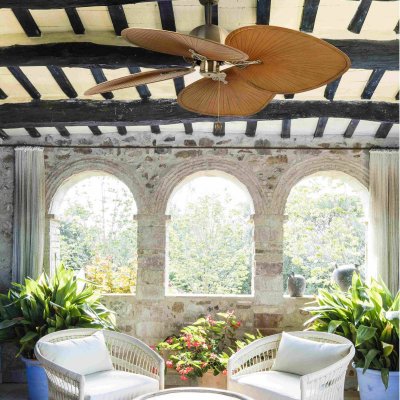FARO BARCELONA  Ventilateur de plafond Cuba L, 4 pales, or ancien