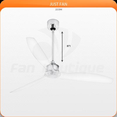 FARO  BARCELONA Ventilateur plafond Just Fan M chrom&eacute;/transparent